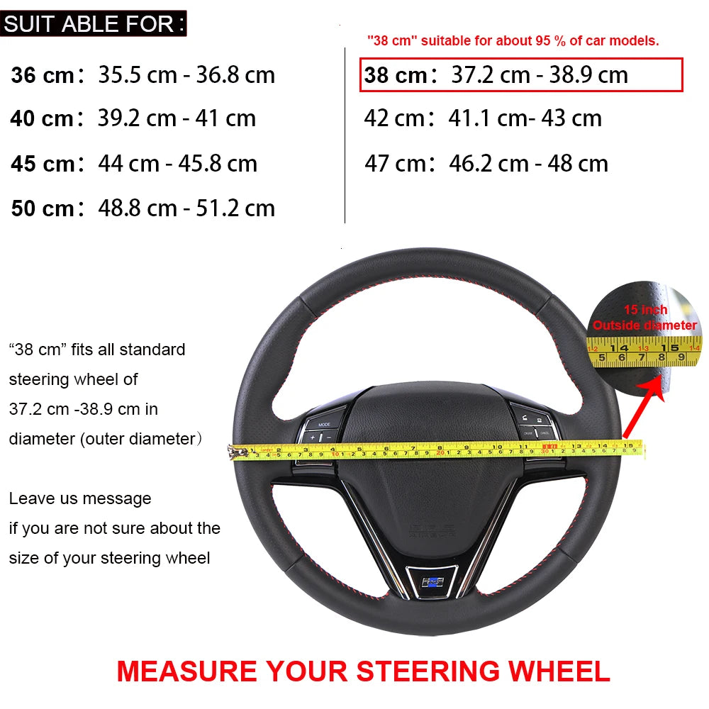 Microfiber Leather Steering Wheel Cover – Stitch-On Car Wrap Steering Wheel Cover HIP