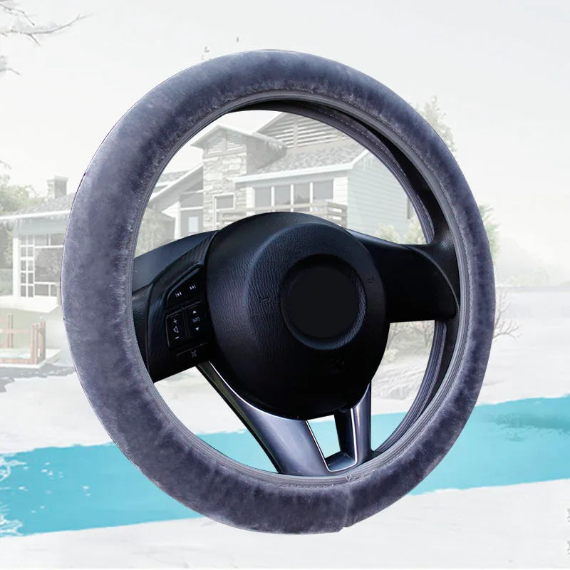 Winter Plush Car Steering Wheel Cover – Universal 38cm Fit Steering Wheel Cover HIP