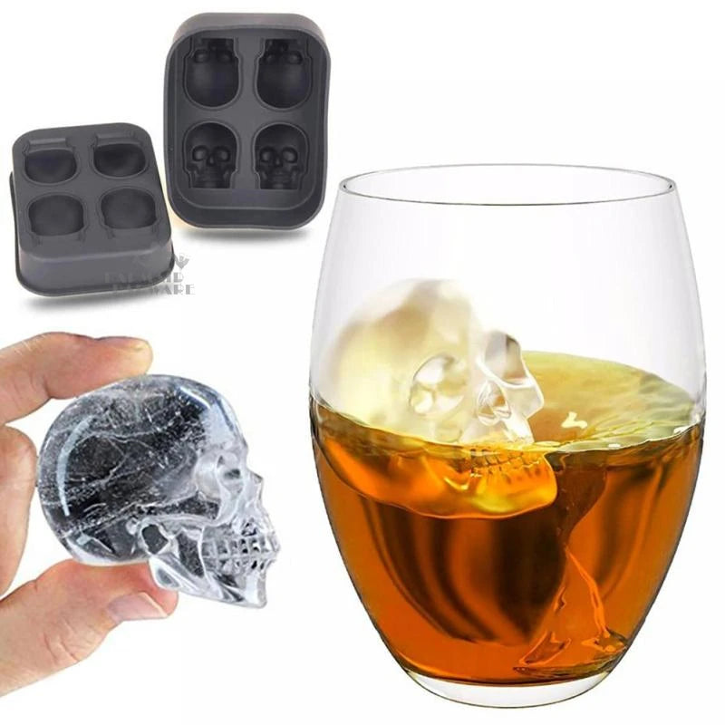 Giant Skull Silicone Ice Cube Tray Mold – 4-Ball Black Maker Silicone Ice Mold HIP
