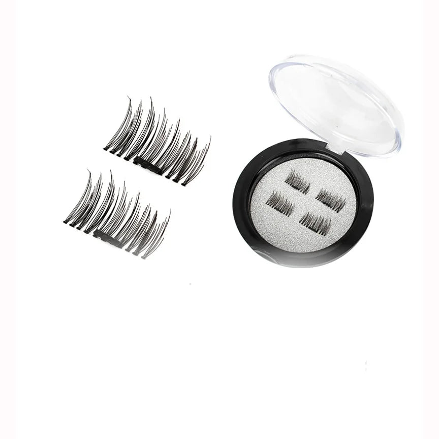 Professional Reusable 3D Single Magnetic Eyelashes Natural No Glue Fake False Eye Lashes Extension Handmade 4PCS HIP