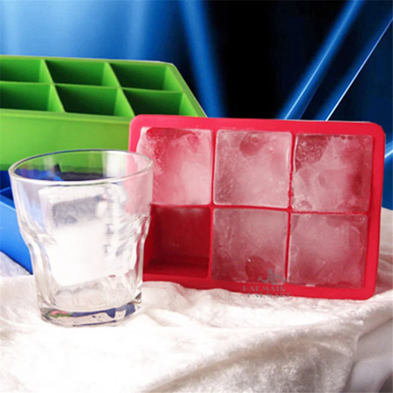 Silicone Ice Ball Cube Tray Mold – 6-Square Jelly & Pudding Silicone Ice Mold HIP