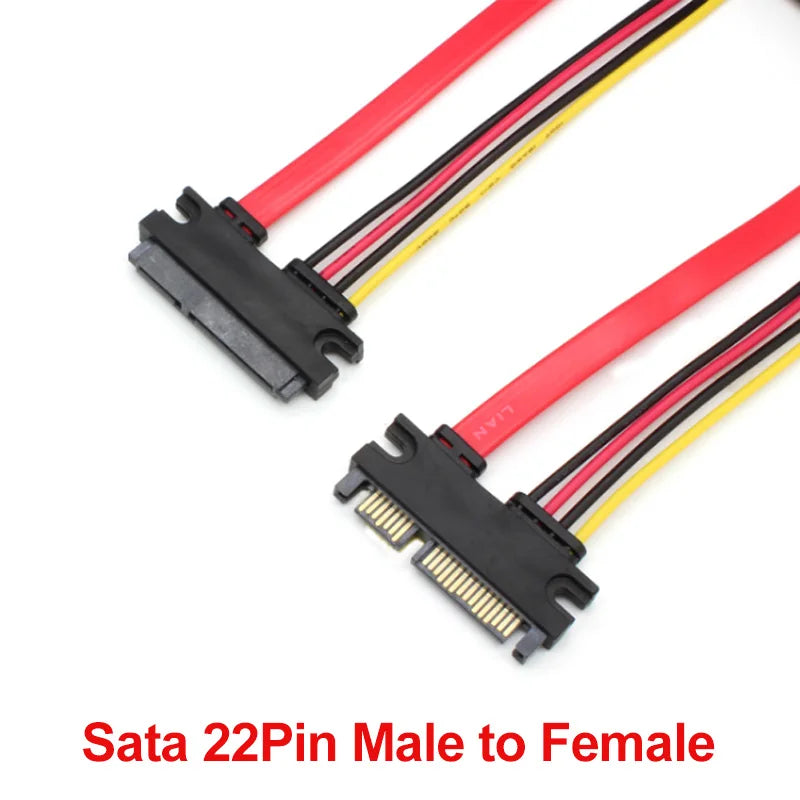 OULLX 22-Pin SATA Male to Female Adapter Cable 30/50cm SATA Adapter Cable HIP