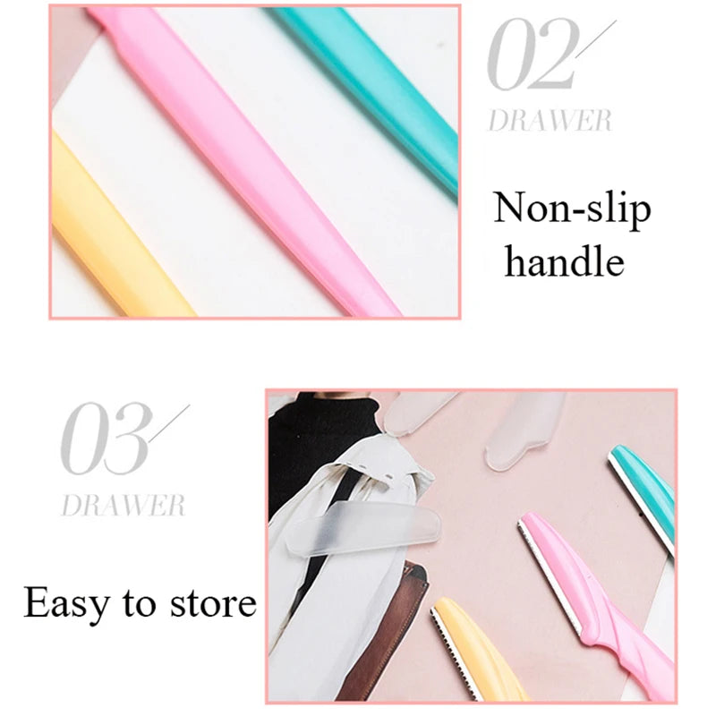 3/6/9PCS Eyebrow Trimmer Hair Remover Facial Razor Blades Shaver Sharp Portable Set Makeup Tool Kit HIP