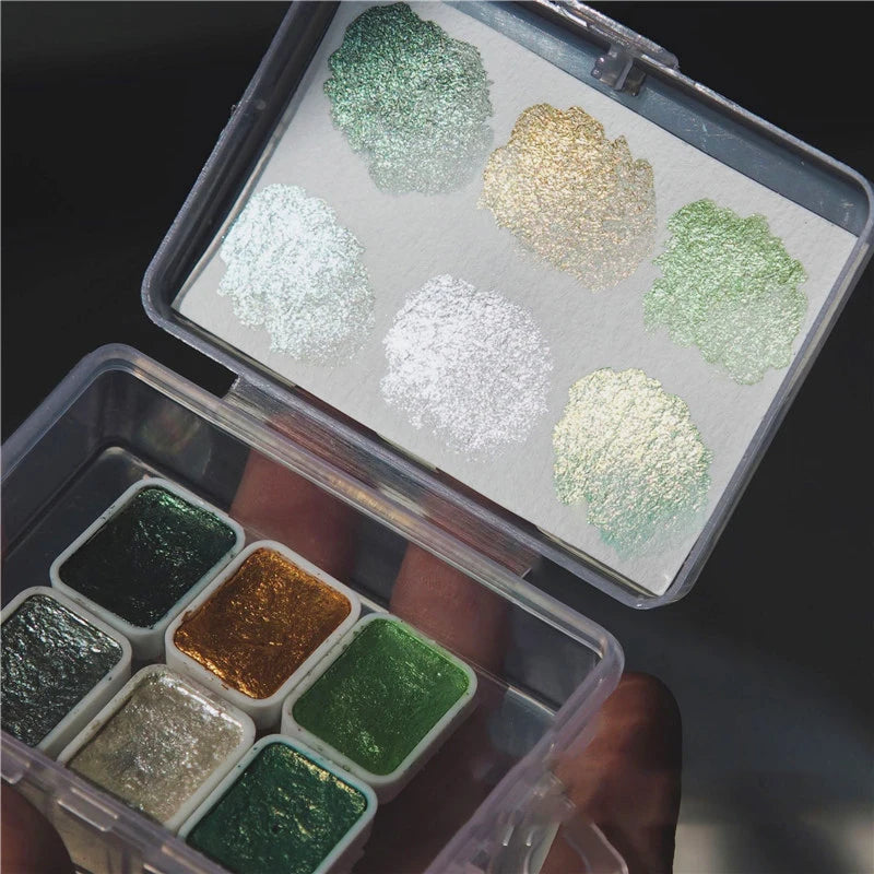 6/12pc Nail Art Pigment Set Painting Flowers Watercolor Paint Charming Mirror Glitter Powder Blooming Shimmer Solid Dust HIP 05Dengcao-6 Colors