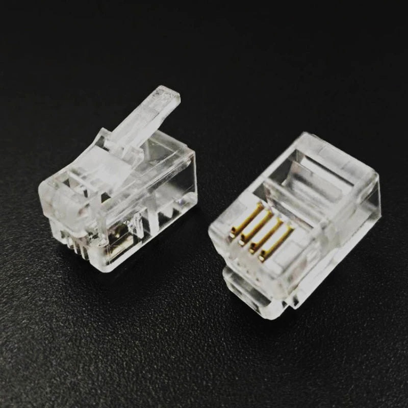 4P4C RJ9 Gold-Plated Telephone Handset Connectors – 50 or 100 Pack Telephone Connectors HIP