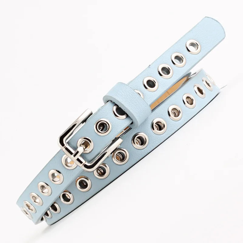 Women's Punk Grommet Faux Leather Belt – Metal Buckle Women's Fashion Belt HIP