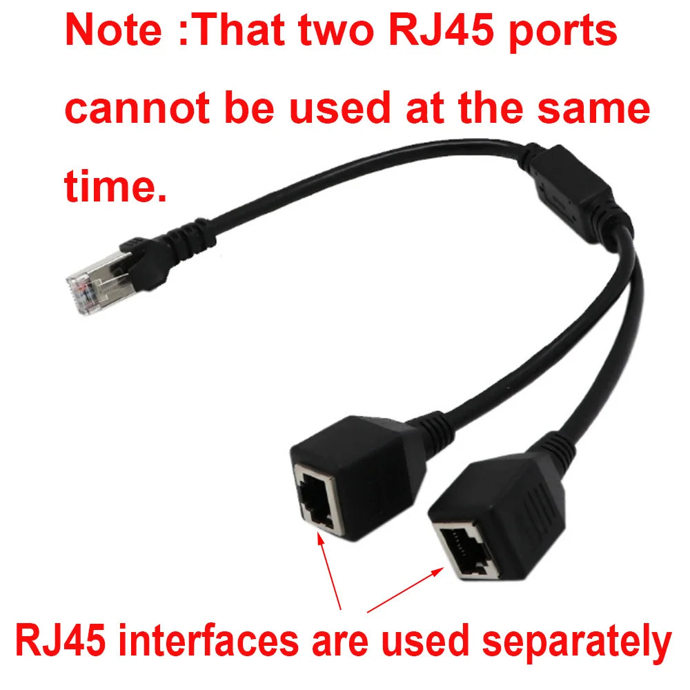RJ45 1-to-2 LAN Splitter Cable Cat5 Cat5e Cat6 Y Adapter Ethernet Splitter Adapter HIP