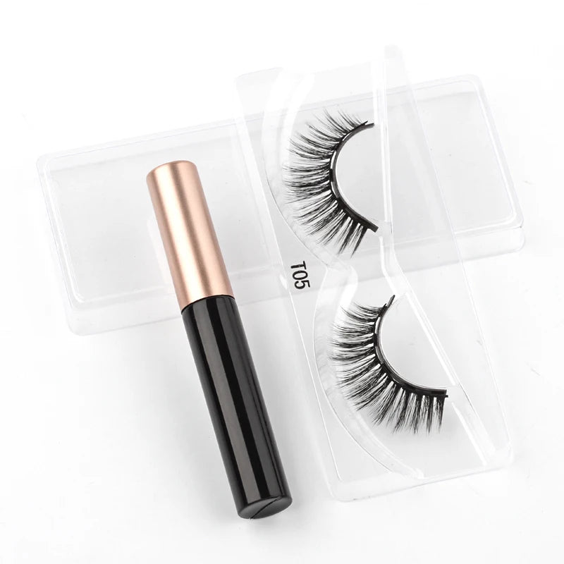 Magnetic Eyelashes 3D Mink Eyelashes Makeup Magnetic Lashes Eyeliner Tweezers Set Natural False Lashes Short Faux Cils HIP 1pairs-T05M