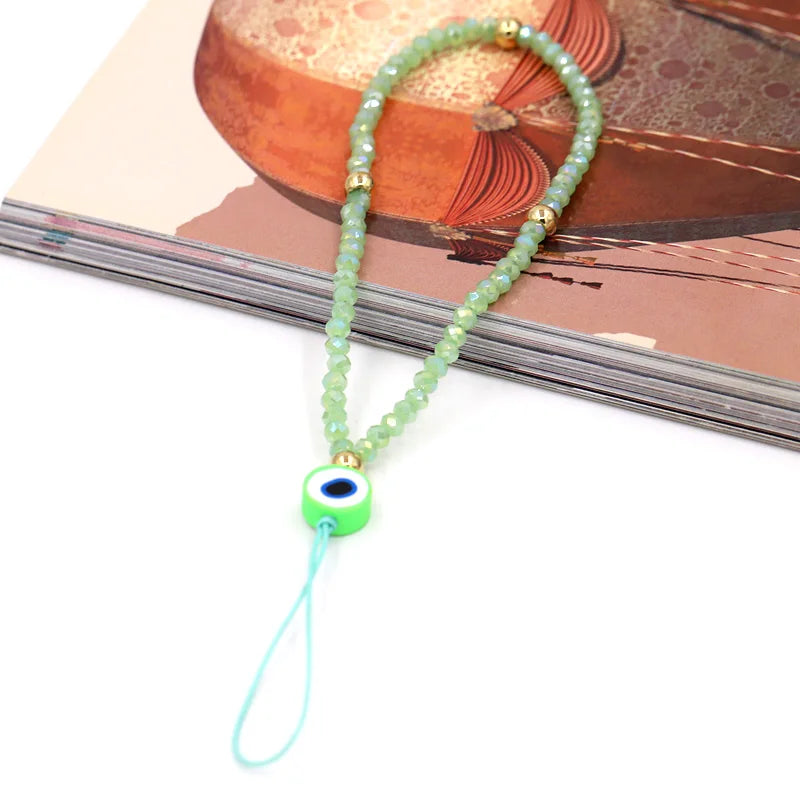 Fashion Jewelry Wholesale Phone Chain Multicolor Crystal Evil Eye Phone Charm Lanyard Strap for Phone Decoration Accessories HIP A004h