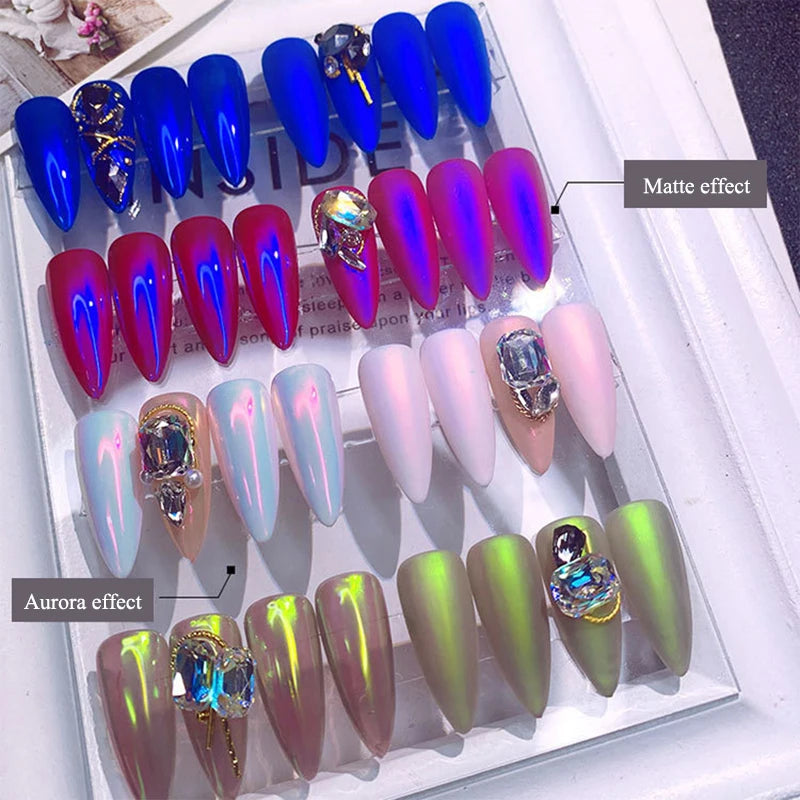 1g/box Transparent Nail Glitter Mirror Aurora Neon Powders Dust Chameleon Nail Art chromium Pigment Dipping Powder Decoration HIP
