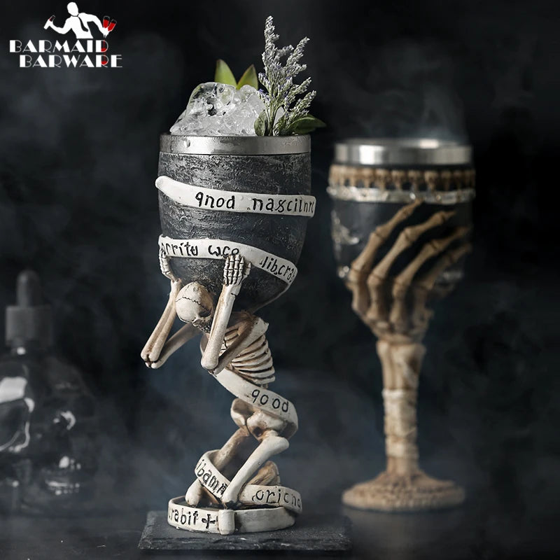 180ml Skull Tiki Mug – Resin & Stainless Steel Halloween Cup Novelty Tiki Mug HIP