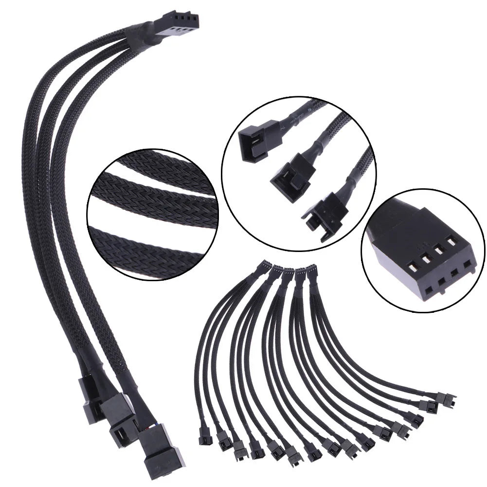 4-Pin 1-to-3 PWM Fan Power Splitter Cable for Desktop PC Fan Splitter Cable HIP
