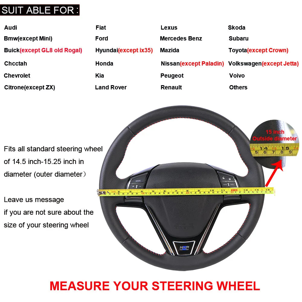 Universal PU Leather Steering Wheel Cover 38CM/15" – O SHI CAR Steering Wheel Cover HIP