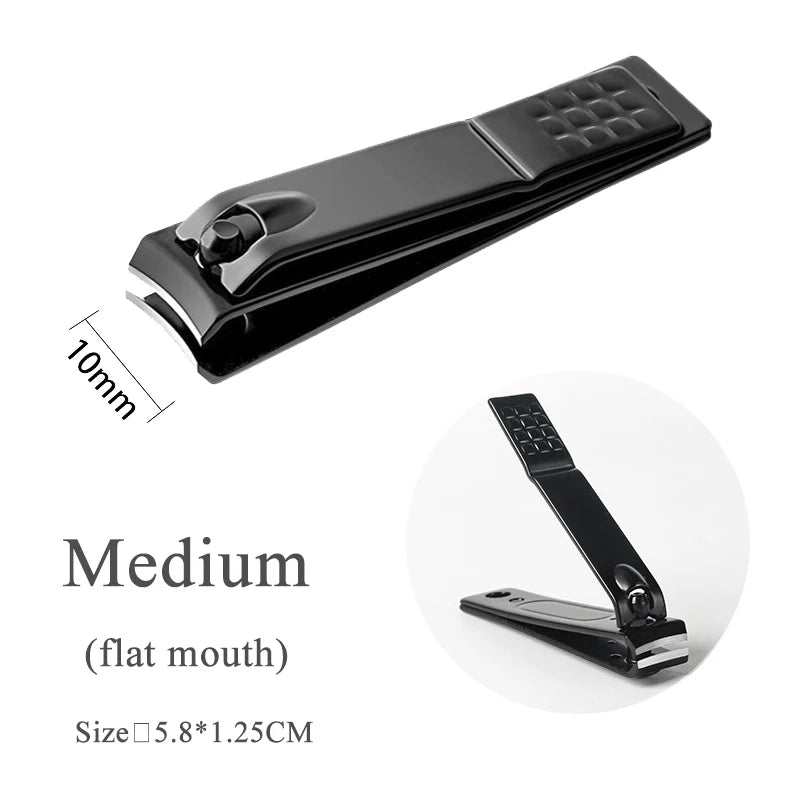 Professional Stainless Steel Nail Clipper Travel Fingernail Cutting Trimmer Machine Toenail Scissors Nipper Plier Pedicure Tool HIP Flat Black 1Pcs