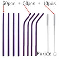 100-Pack Reusable Stainless Steel Straws + 10 Brushes | Bulk