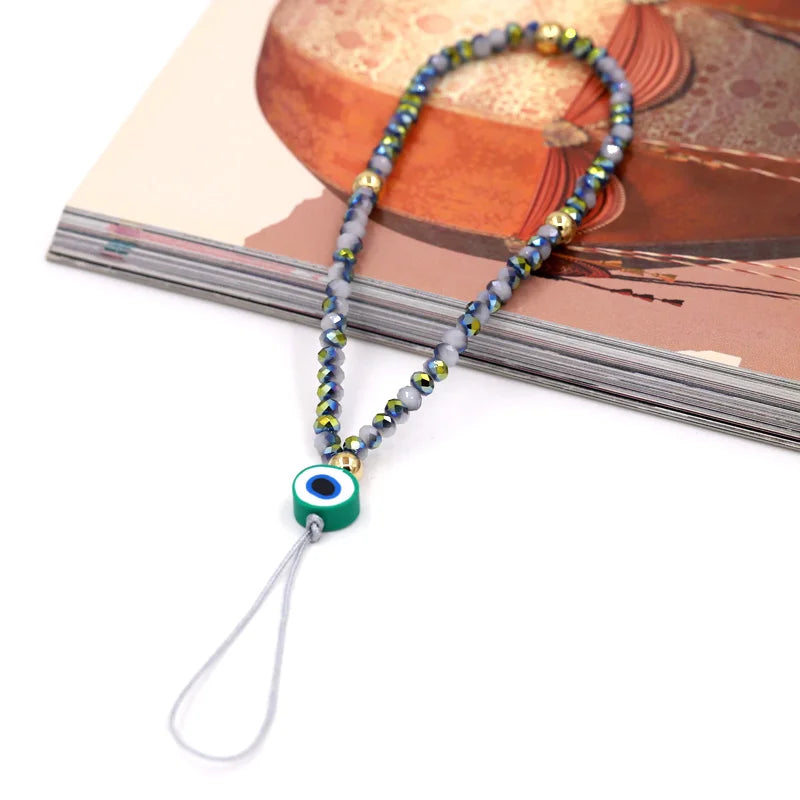 Fashion Jewelry Wholesale Phone Chain Multicolor Crystal Evil Eye Phone Charm Lanyard Strap for Phone Decoration Accessories HIP A004a