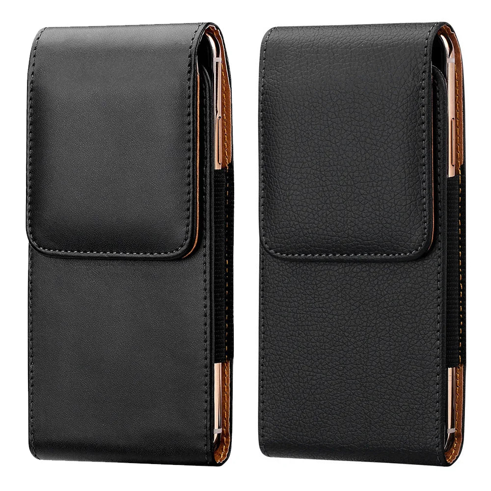 Universal Leather Belt Clip Phone Pouch – 3.5" to 6.3" Phone Belt Holster HIP