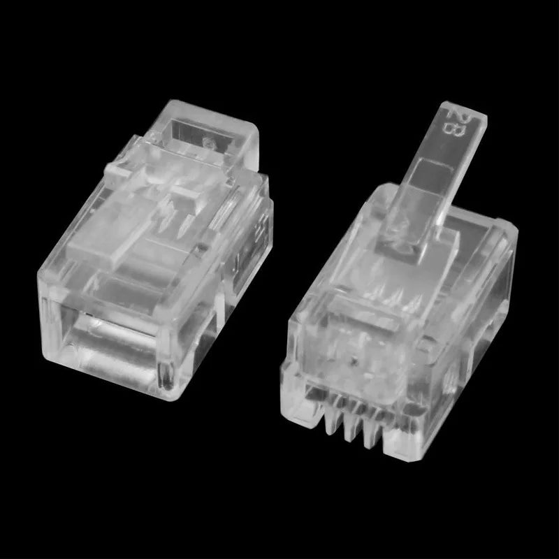 4P4C RJ9 Gold-Plated Telephone Handset Connectors – 50 or 100 Pack Telephone Connectors HIP