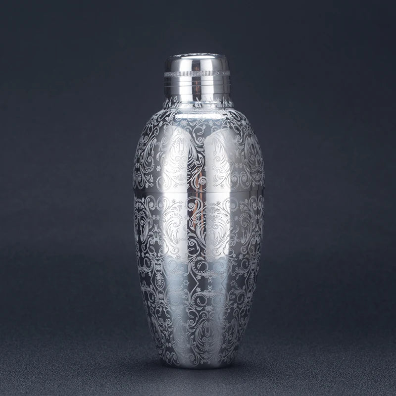 450ml Stainless Steel Boston Cocktail Shaker – Vintage Engraving Cocktail Shaker HIP