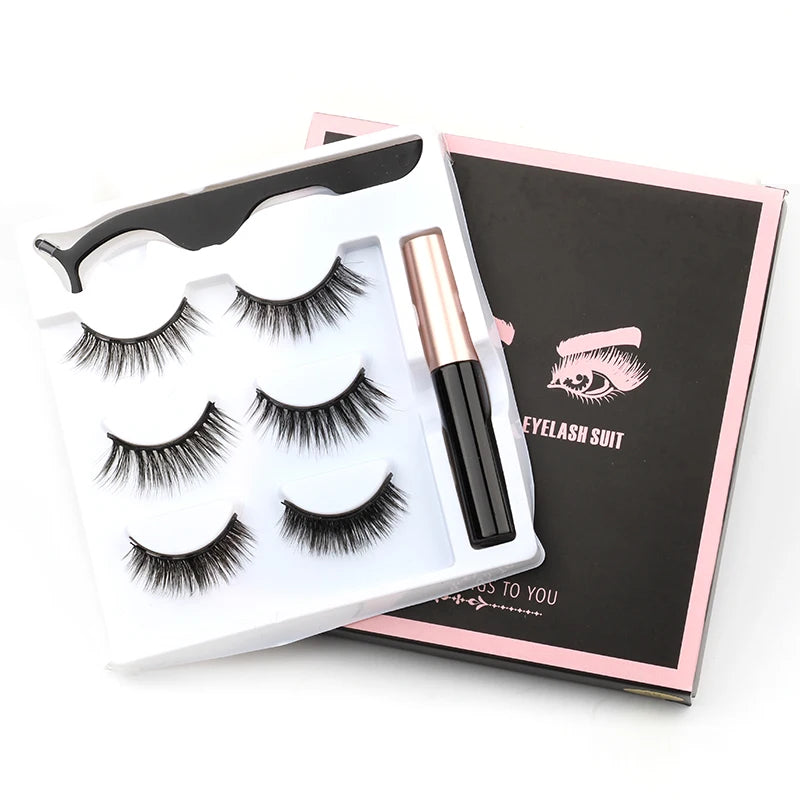 Magnetic Lashes 3D Mink Eyelashes Waterproof Lasting Magnet Liquid Eyeliner Set Magnetic Eyelashes Thick Natural False lashes HIP