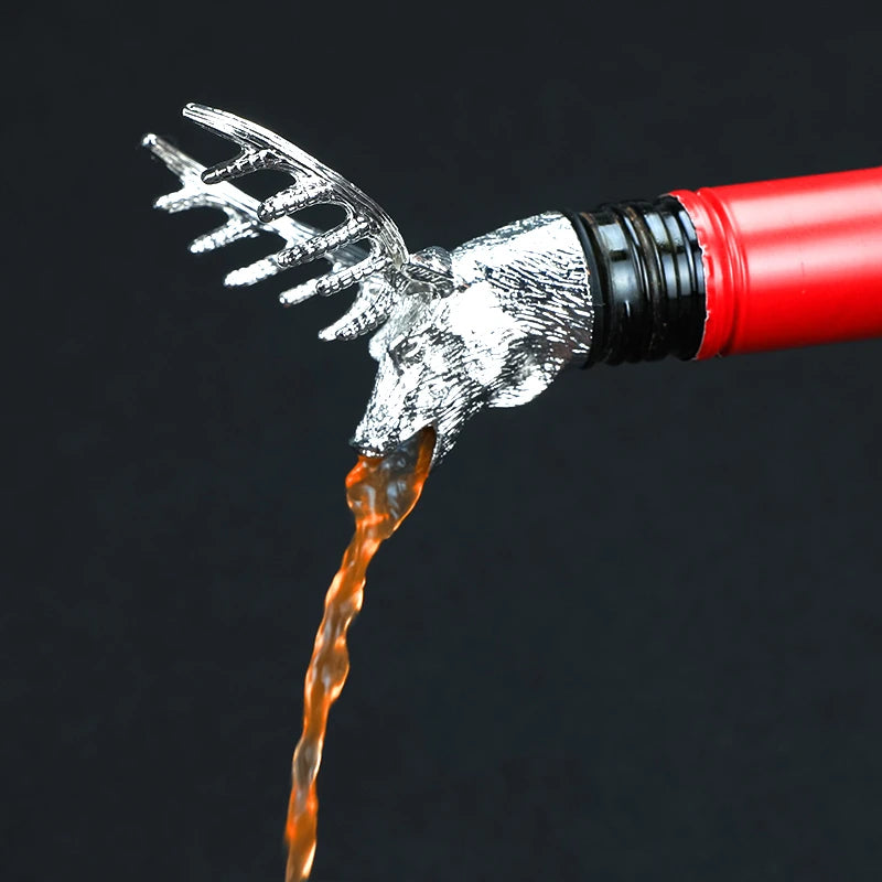 Stainless Steel Wine Pourer & Stopper – Deer & Dragon Design Wine Pourer Aerator HIP