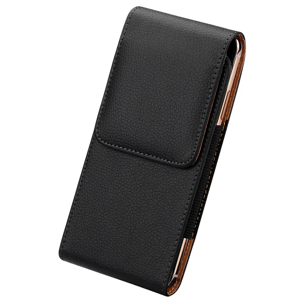 Universal Leather Belt Clip Phone Pouch – 3.5" to 6.3" Phone Belt Holster HIP
