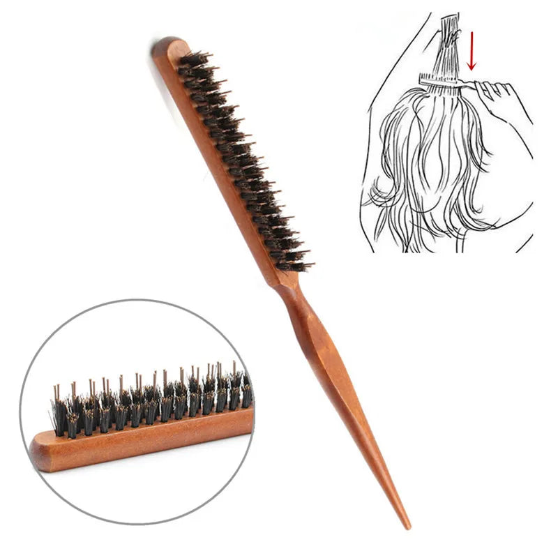 Professional Salon Teasing Back Hair Brushes Wood Slim Line Comb Hairbrush Extension Hairdressing Styling Tools DIY Kit 1 PCS HIP
