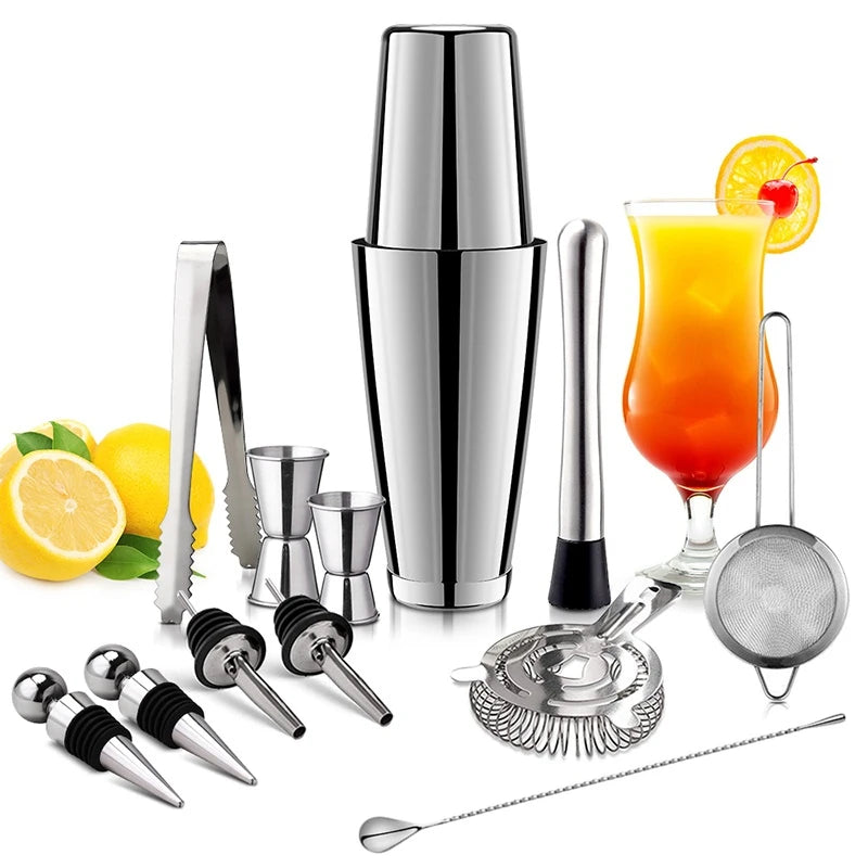 13-Piece Stainless Steel Cocktail Shaker & Bar Tool Set Cocktail Bar Tool Set HIP