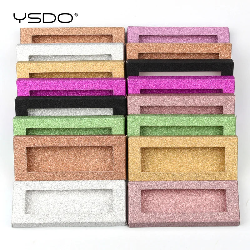 YSDO Wholesale Eyelash Boxes 50 PCS Packing For Lashes Blank Box Multi-Color Paper Eyelashes Case Makeup Flash Package Cilios HIP