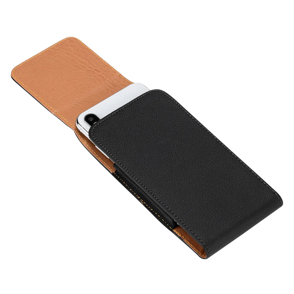 Universal Leather Belt Clip Phone Pouch – 3.5" to 6.3" Phone Belt Holster HIP