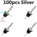 100-Pack Stainless Steel Bottle Pour Spouts – Bar Tool Set Bottle Pour Spout Set HIP 100pcs Silver