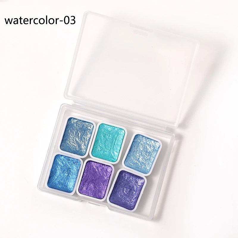 6/12pc Nail Art Pigment Set Painting Flowers Watercolor Paint Charming Mirror Glitter Powder Blooming Shimmer Solid Dust HIP 03-6 Colors