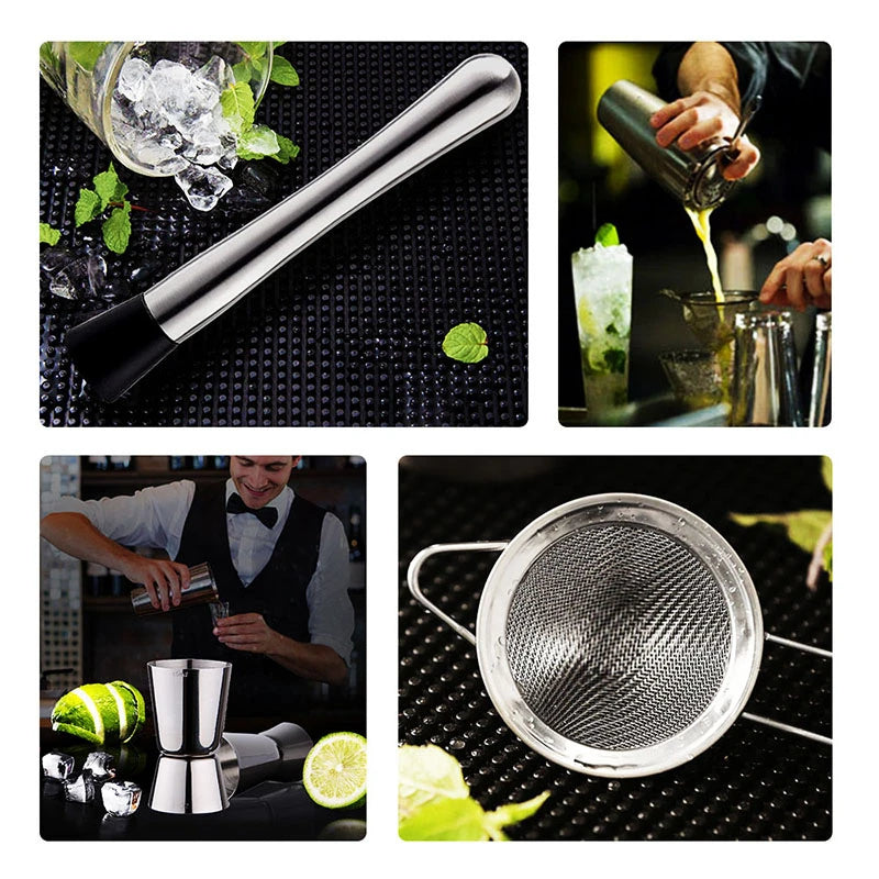 13-Piece Stainless Steel Cocktail Shaker & Bar Tool Set Cocktail Bar Tool Set HIP
