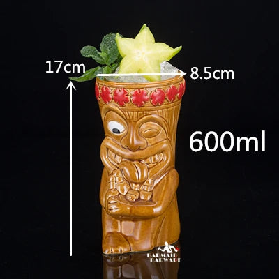 600ml Hawaii Ceramic Tiki Mug – Porcelain Beer & Cocktail Cup Ceramic Tiki Mug HIP 1pcs 600ml 501-600ml