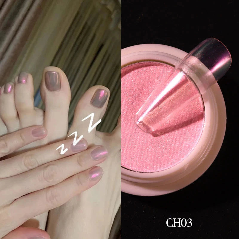 1g/box Transparent Nail Glitter Mirror Aurora Neon Powders Dust Chameleon Nail Art chromium Pigment Dipping Powder Decoration HIP CH03