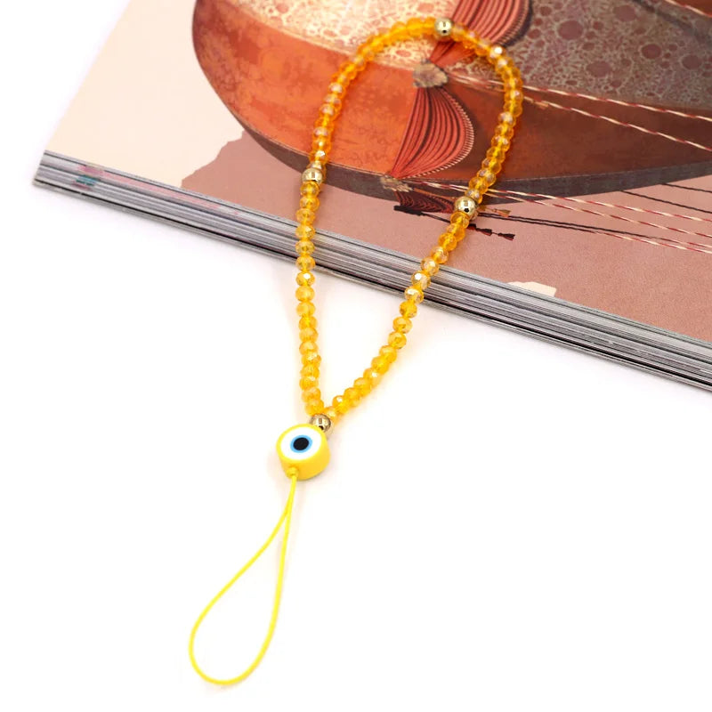 Fashion Jewelry Wholesale Phone Chain Multicolor Crystal Evil Eye Phone Charm Lanyard Strap for Phone Decoration Accessories HIP A004g