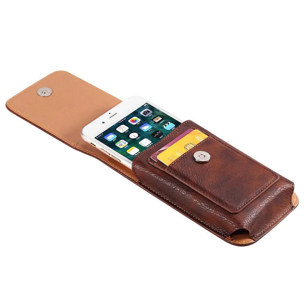 Universal Leather Belt Clip Phone Holster Pouch 3.5–6.3" Phone Belt Pouch HIP