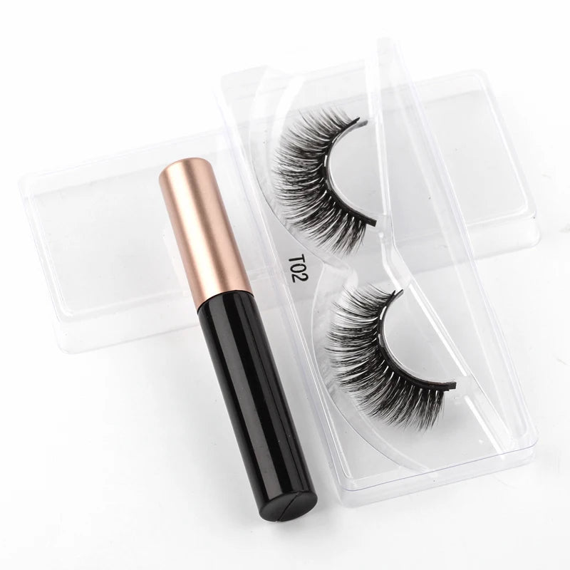 Magnetic Eyelashes 3D Mink Eyelashes Makeup Magnetic Lashes Eyeliner Tweezers Set Natural False Lashes Short Faux Cils HIP 1 pairs-T02M