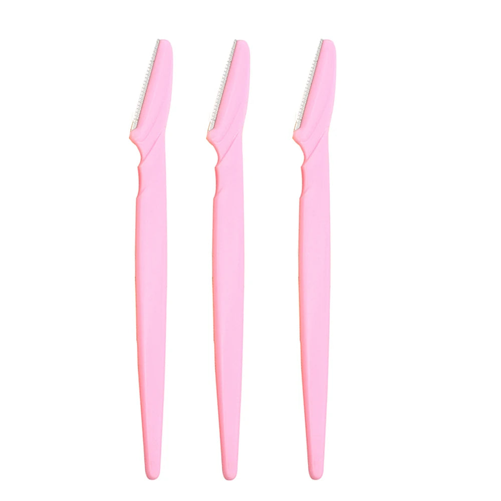 3/6/9PCS Eyebrow Trimmer Hair Remover Facial Razor Blades Shaver Sharp Portable Set Makeup Tool Kit HIP Pink 3Pcs