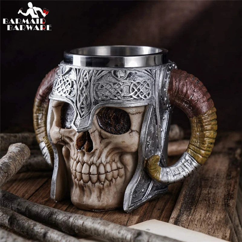 600ml Viking Skull Ceramic Tiki Mug – Coffee & Tea Cup Novelty Ceramic Mug HIP