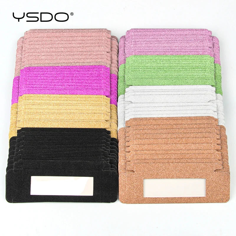 YSDO Wholesale Eyelash Boxes 50 PCS Packing For Lashes Blank Box Multi-Color Paper Eyelashes Case Makeup Flash Package Cilios HIP Mix