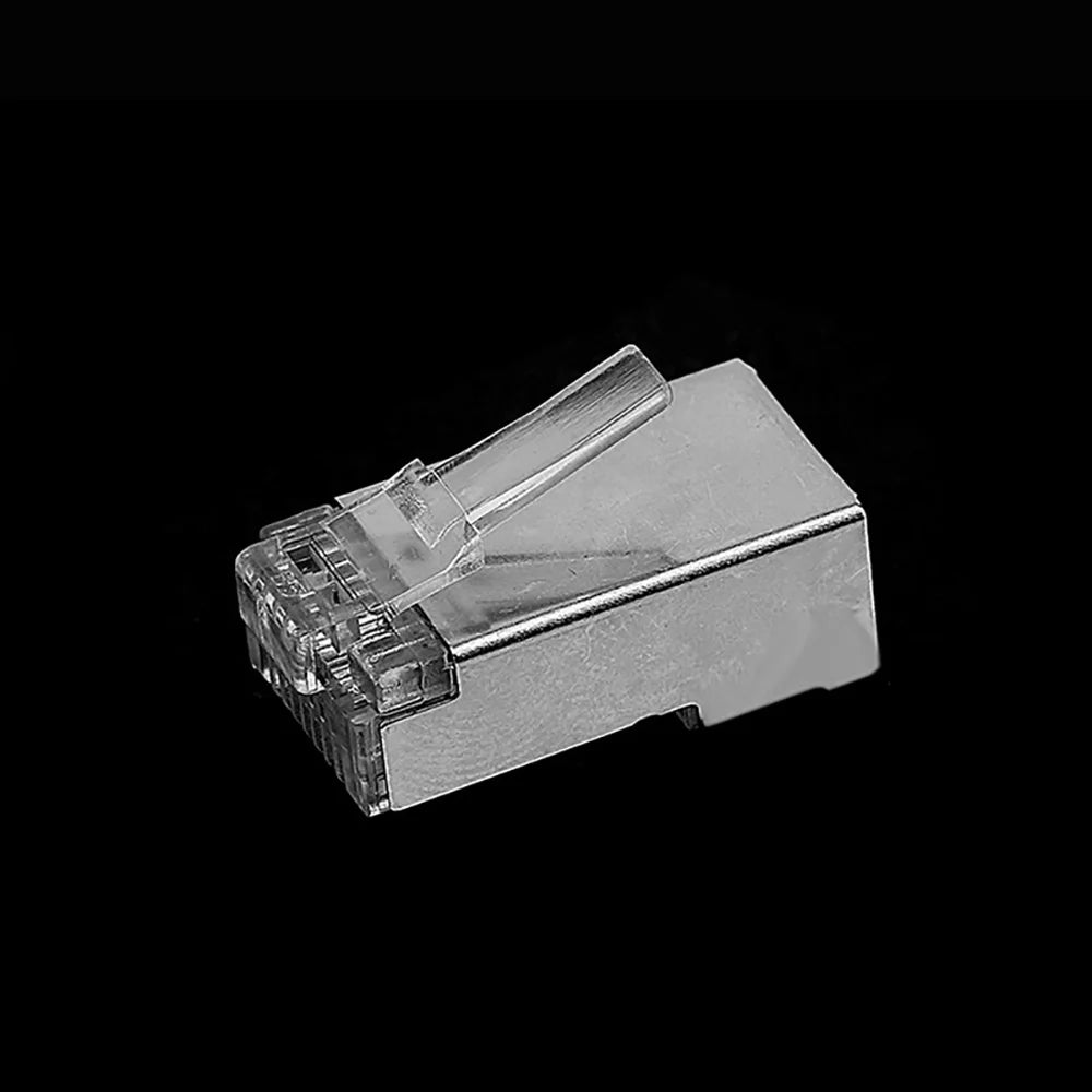 100-Pack Cat6 Cat5e RJ45 STP Shielded Connectors – Gold Plated Network Connector Pack HIP