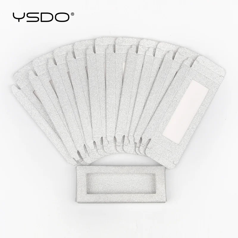 YSDO Wholesale Eyelash Boxes 50 PCS Packing For Lashes Blank Box Multi-Color Paper Eyelashes Case Makeup Flash Package Cilios HIP Sliver