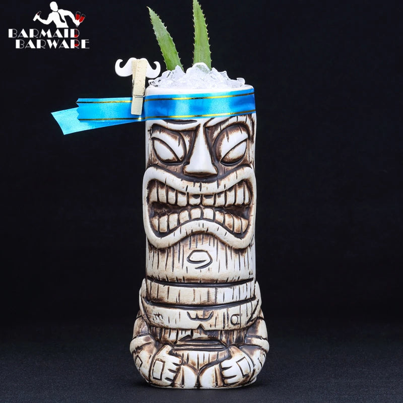 600ml Ceramic Tiki Mug – Bone China Cocktail & Beer Cup Ceramic Tiki Mug HIP