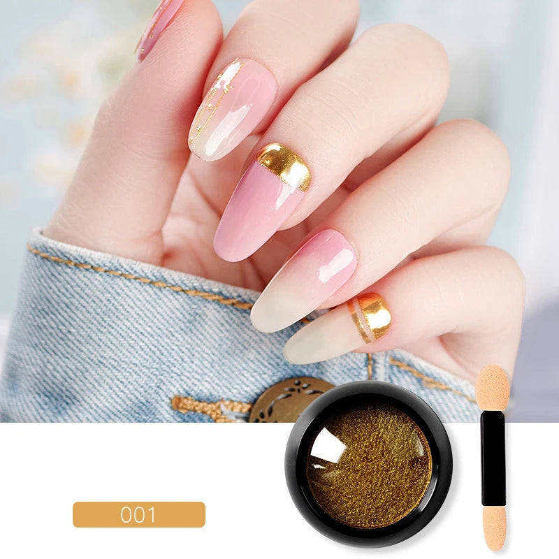 1g/box Transparent Nail Glitter Mirror Aurora Neon Powders Dust Chameleon Nail Art chromium Pigment Dipping Powder Decoration HIP 001