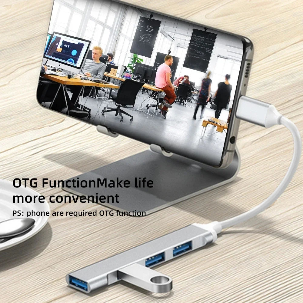 KEBIDUMEI 4-in-2 USB 3.0 Hub – 5Gbps, 4 Ports, USB-C & USB-A USB Hub Adapter HIP