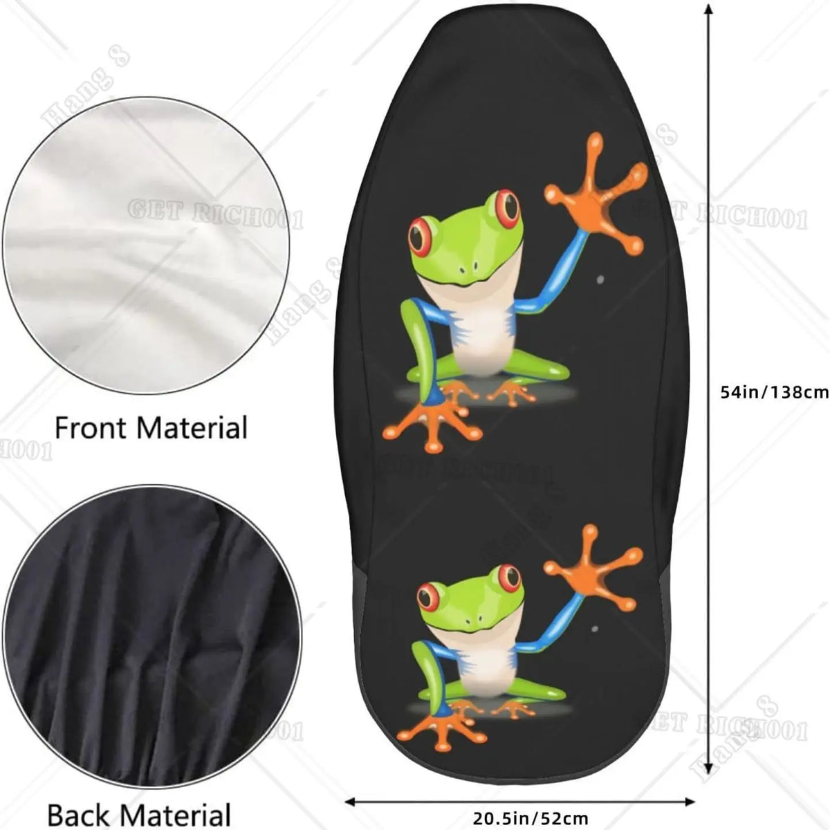 Cartoon Frog Car Seat Covers – Universal 2-Piece Front Set Car Seat Covers HIP