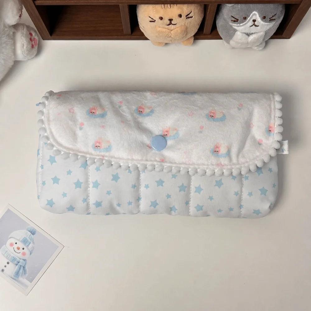 Quilted Bunny Pencil Case – Large Flip-Top Pouch for School Pencil Case Pouch HIP