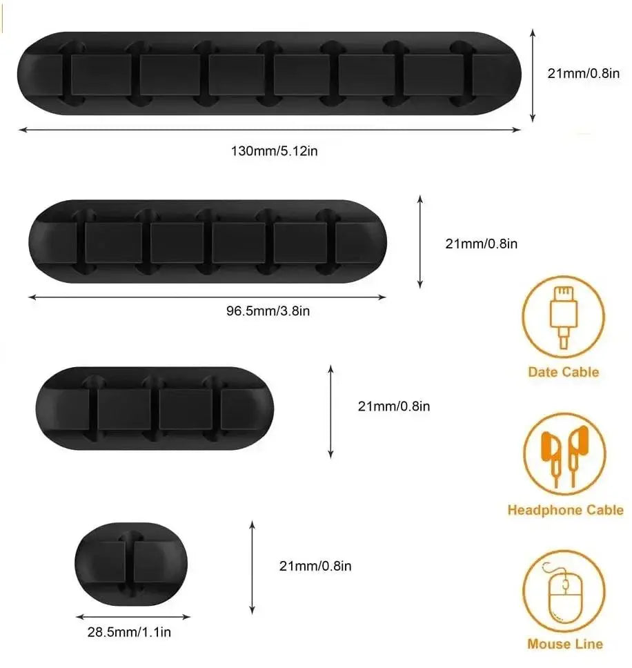 Silicone USB Cable Organizer Winder & Desk Cable Clips Cable Management Clip HIP