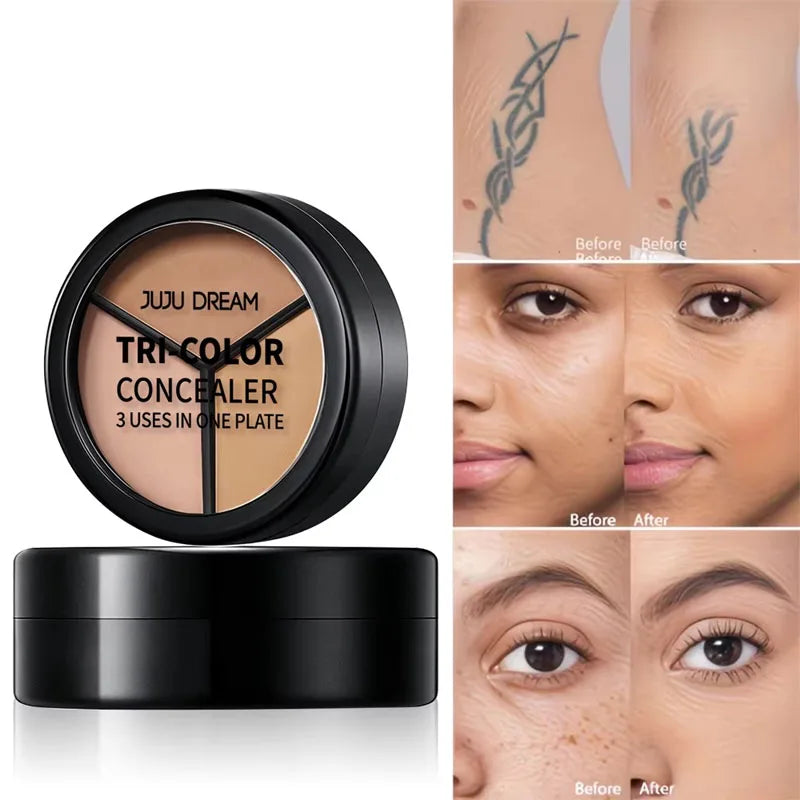 JUJU Dream Tri-Color Concealer Palette – Waterproof Full Coverage Concealer Palette HIP